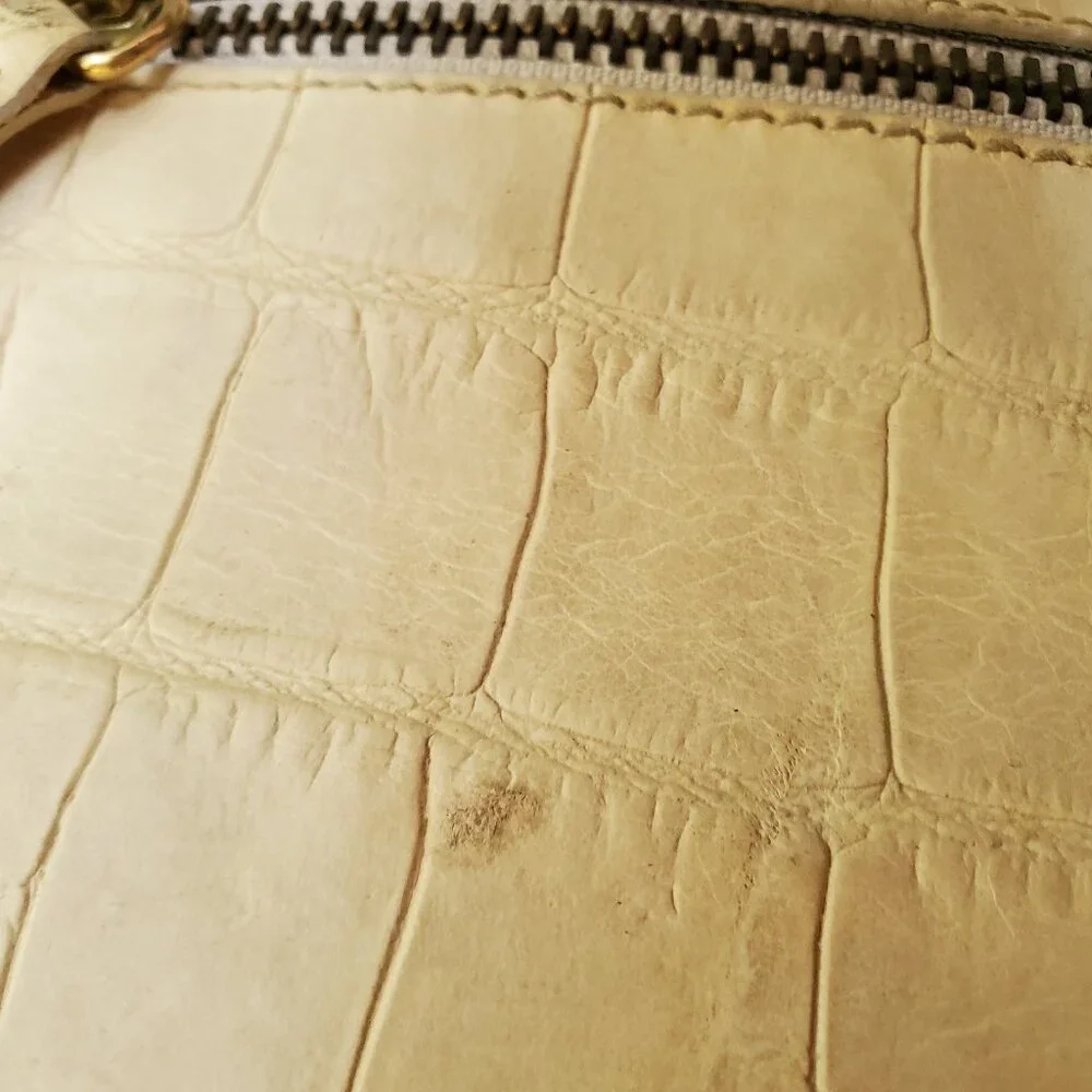 Vintage Dooney and Bourke Purse Satchel Croc Cream Ivory Nile Lock Key - Picture 13 of 16